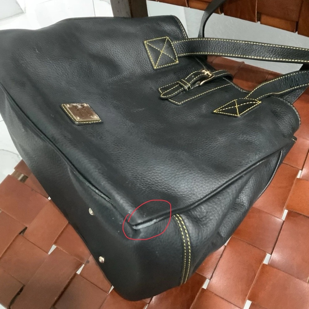 Dooney & Bourke Black Leather Tote with Gold Accents - Picture 7 of 16